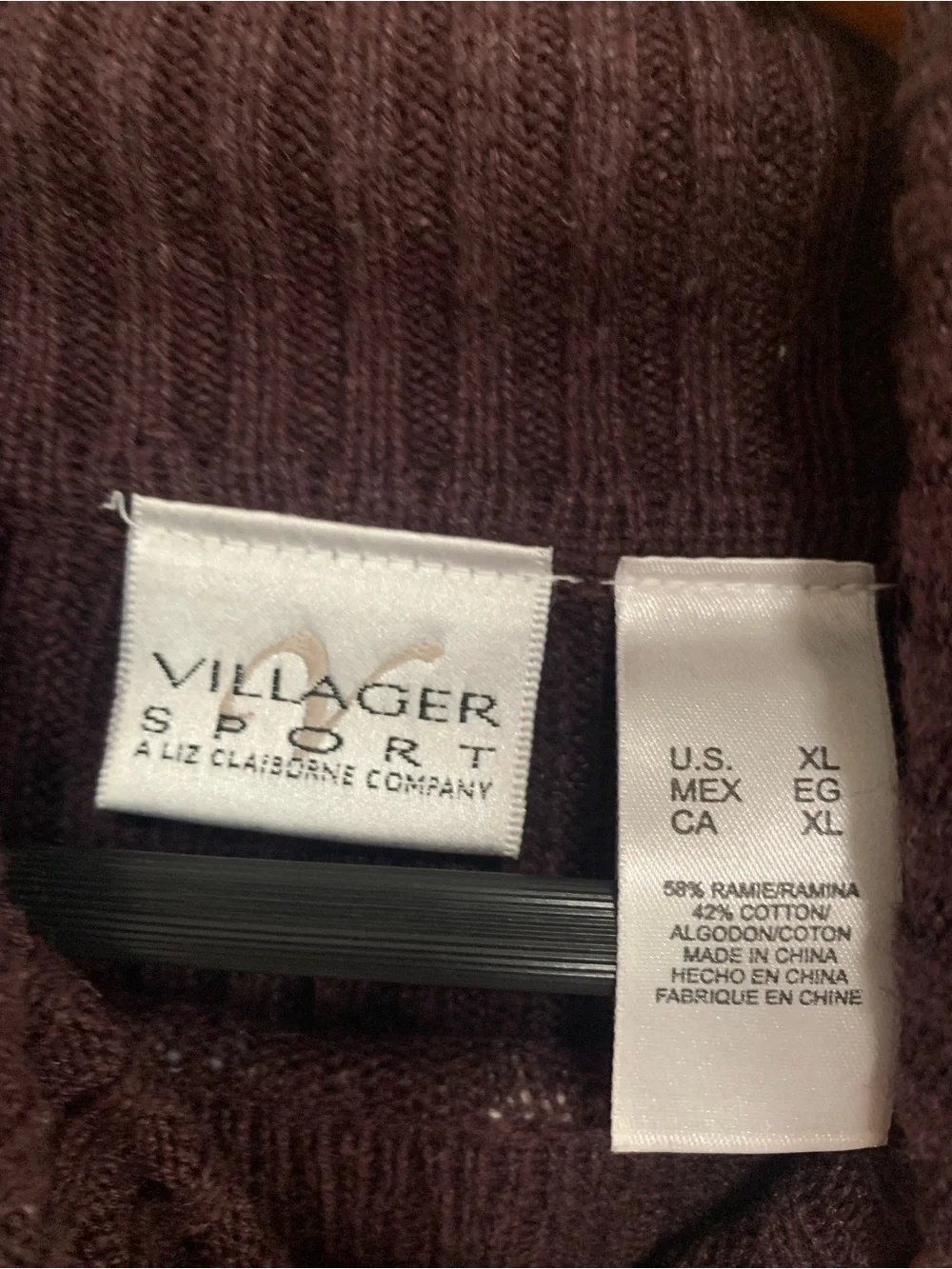 Liz Claiborne Brown Knit Sweater with Villager Sport Label